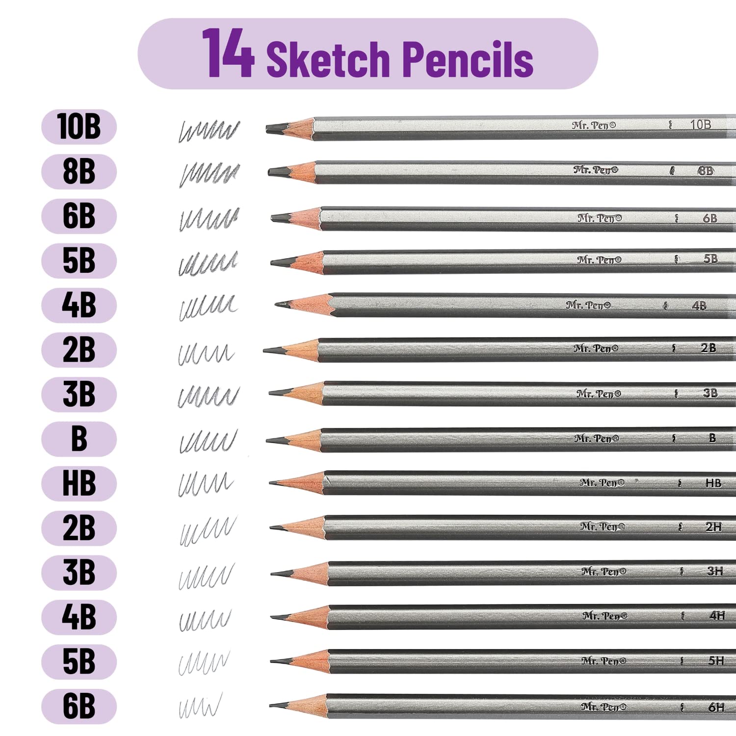 Mr. Pen- Sketch Pencils for Drawing, 14 Pack, Graphite Pencils for Drawing Pencils, Back to School Supplies