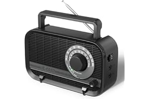 Audiocrazy AM FM Radio Plug in Wall or Battery Operated Radio with Best Reception,Portable Radio with Bluetooth,Transistor Radio with Headphone Jack,Large Dial Easy to Use for Seniors Elderly Black