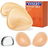 JCOHL Double Sided Adhesive Bra Inserts - Breathable Push Up Pads for Sports Bra &amp; Swimsuit + Reusable Silicone Sticky Bra