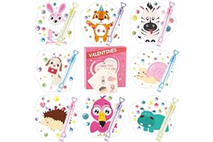MIBOR Valentines Day Cards for Kids - 32 Bubble Wands + 32 Valentines Cards for Kids, 8 Animal Designs Valentine Day Gifts Cards, Kids Valentines Cards for School Classroom Valentines Day Decorations