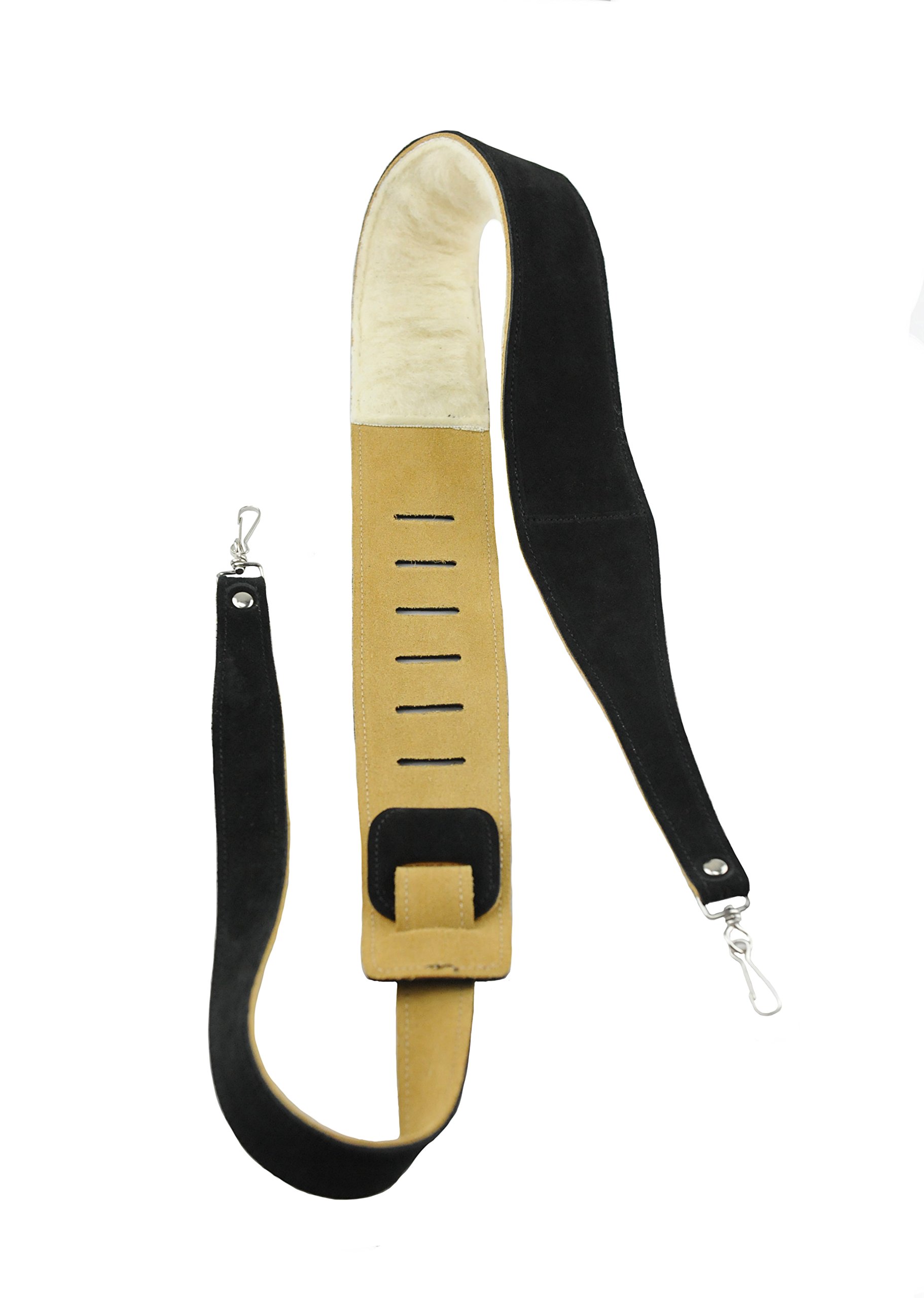 Perri's Leathers Ltd. - Banjo Strap - Suede -Sheepskin Pad - Black - Adjustable - Made in Canada (BJ-STRP-6695)