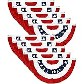 EBaokuup 10PCS USA Patriotic Pleated Fan Flags,3x1.5Ft American Bunting Banner Flag,Stars and Stripes Flag for Memorial Day and 4th of July