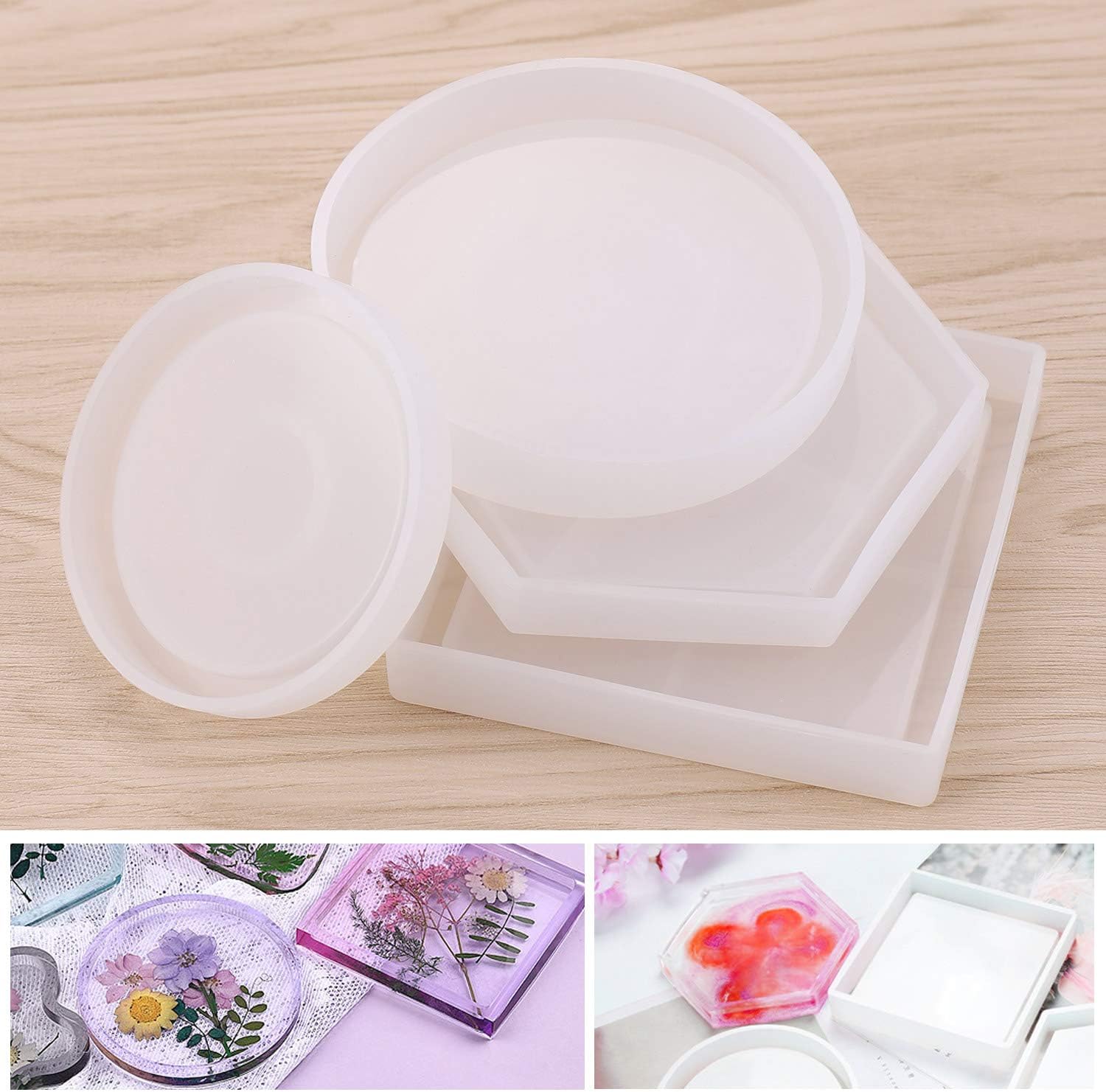 DIY Epoxy Resin Coaster Mold, Silicone Moulds Making Crystal Resin