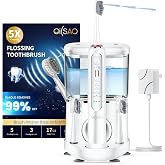 Water Flosser Electric Toothbrush Combo, 3 Brush Heads &amp; 1 Jet Tip | Advanced 2.0 Sonic Electric Tooth,500ML Tank,For Daily Gum Care and Cleaning Teeth, Braces, Implants,Bridges