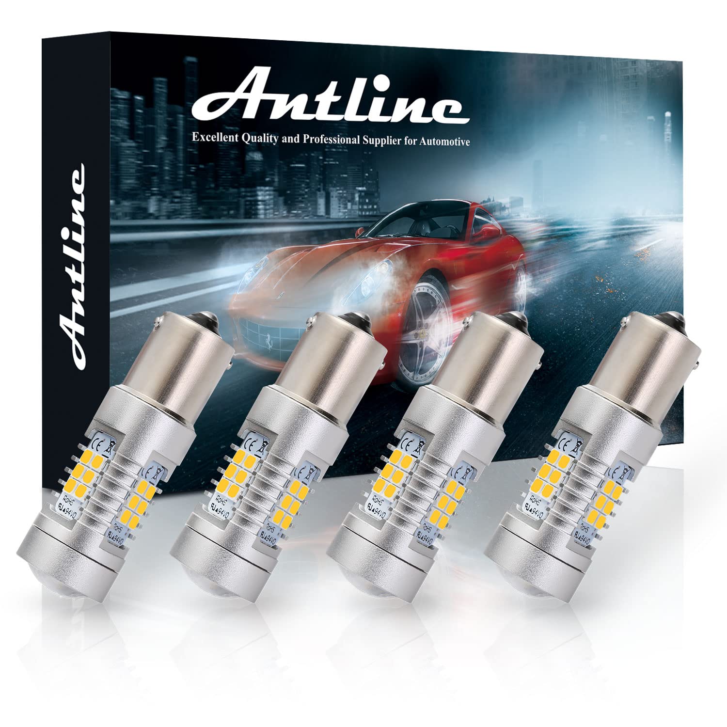 Photo 1 of Antline Extremely Bright 1156 1141 1003 7506 BA15S 21-SMD 2835 Chipsets 1260 Lumens LED Bulb Replacement Amber Yellow for Car RV Interior Turn Signal Blinker Side Marker Lights Bulbs (Pack of 4)