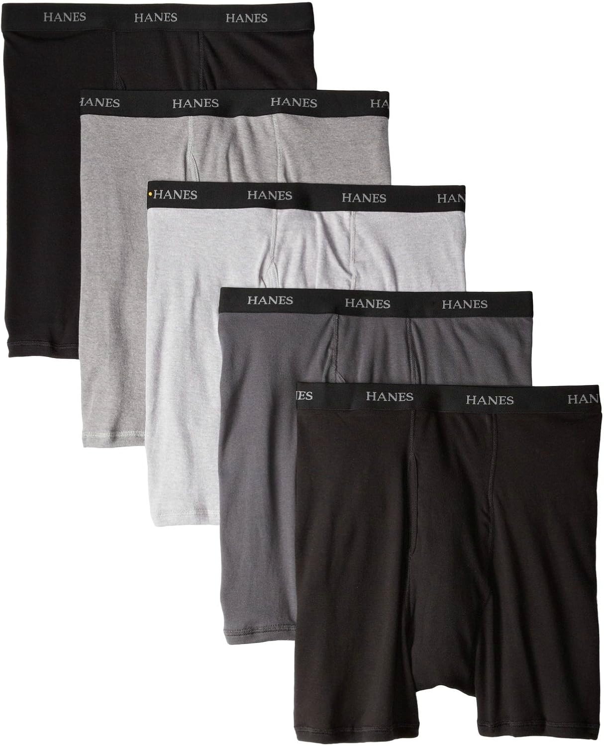 Hanes Men's Classics 5 Pack Boxer Brief, Assorted Black/Grey XXL at Amazon Men’s Clothing store