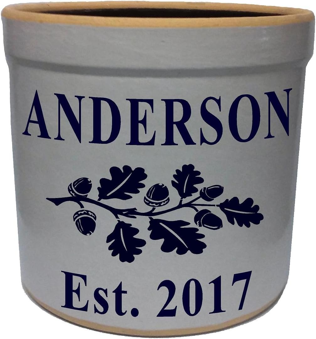 2 Gallon Personalized Stoneware Crock - Oakleaf-Branch