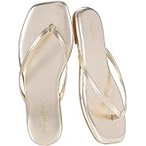 mazeskin Womens Flip Flops Memory Foam Square Toe Flat Sandals Vegan Leather Summer Beach Slides