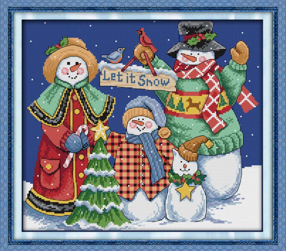 Cross Stitch Kits, Christmas Snowman Awesocrafts Easy Patterns Cross Stitching Embroidery Kit Supplies Christmas Gifts, Counted (Snowman, Counted)