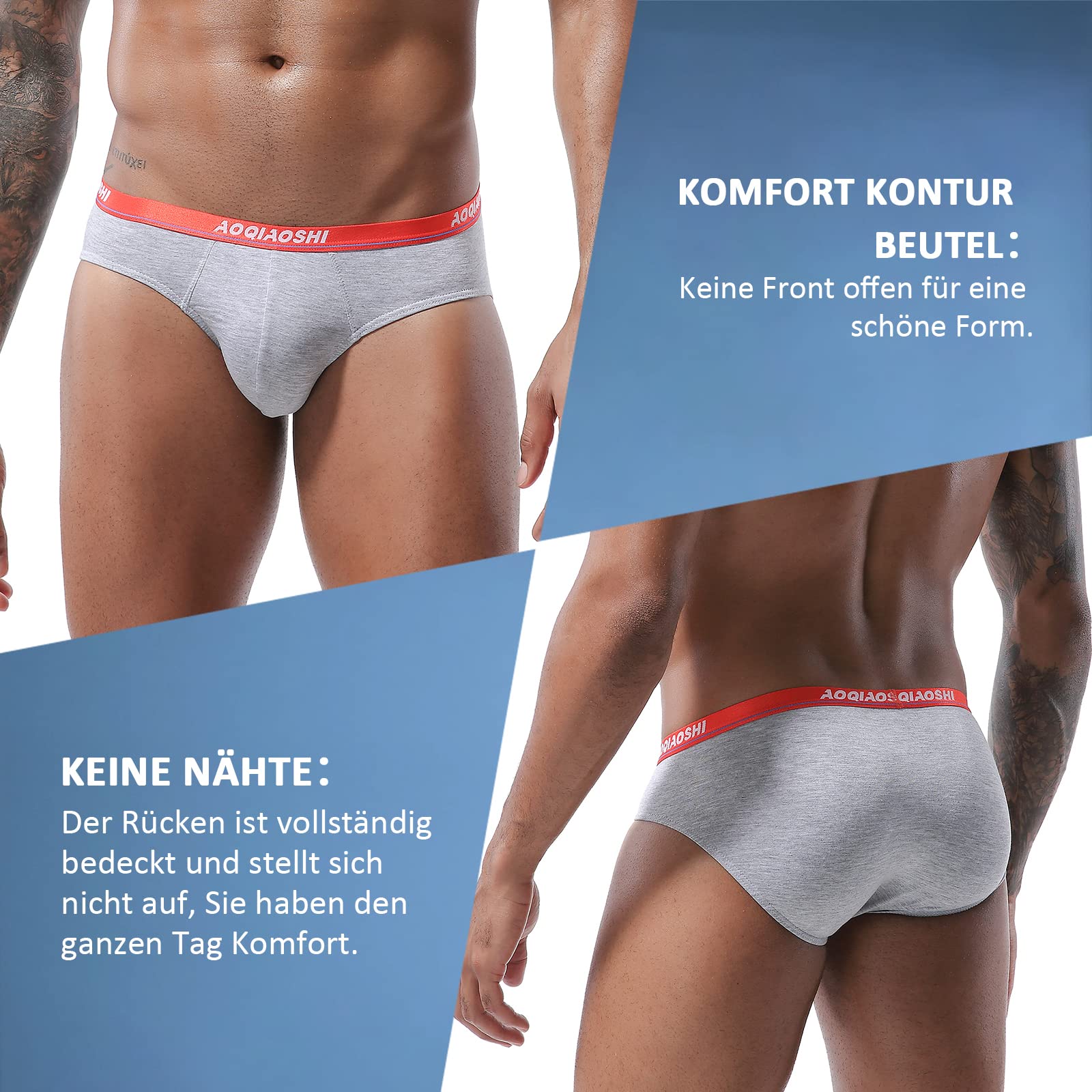 PHOLEEY Herren Modal Mikrofaser Unterwäsche Slips Low Rise Unterstützung Brief Elastischer Bund Slips Unterhose 4er Pack,M 4