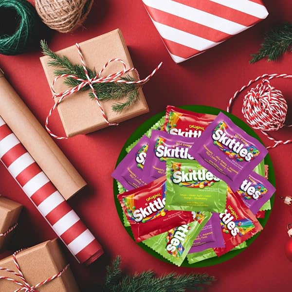 WRIGLEY’S SKITTLES FUN SIZE ORIGINAL, WILD BERRY, AND SOUR CHEWY INDIVIDUALLY WRAPPED STOCKING STUFFERS CHRISTMAS CANDY VARIETY PACK, 26.46 OZ BULK BAG