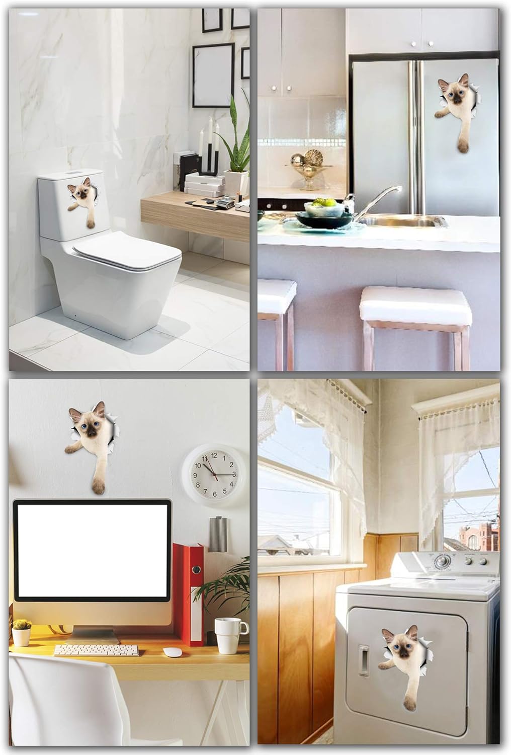 Winston & Bear 3D Cat Stickers, 2 Pack, Siamese Kitten Cat Decals for Wall, Stickers for Bedroom, Fridge, Toilet, Room - Image 5