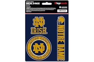 LOGO BRANDS Notre Dame Fighting Irish NCAA Team Logo Vinyl Stickers–Officially Licensed ND 3 Pack Heavy Duty Decals for Indoor or Outdoor–Use for Laptops, Coolers & Notebooks–Show Your Fighting Irish Pride