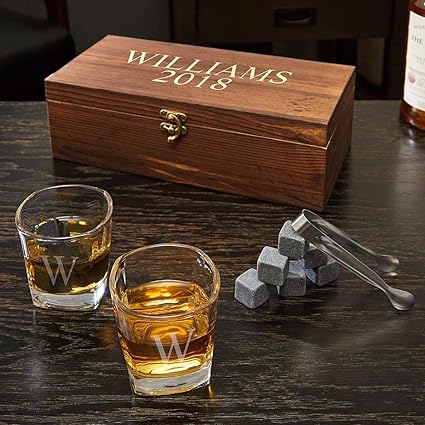 Amazon Schaefer ウイスキーストーンと6オンスのショットグラスギフトセット カスタマイズ可 Homewetbar ショットグラス