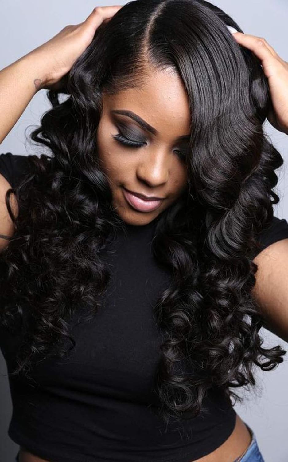 Amazon Com Blswaner L Part Lace Front Wig Body Wave Synthetic