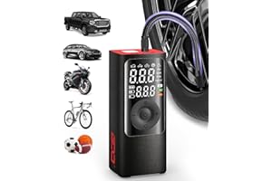 BDO Tire Inflator - Portable Air Compressor, 2.5X Faster 150PSI Cordless Tire Inflator, Tire Air Pump with Dual LCD Display, Auto-Shutoff, Air Compressor for Car, Motorcycle, Bike, Ball（Black）