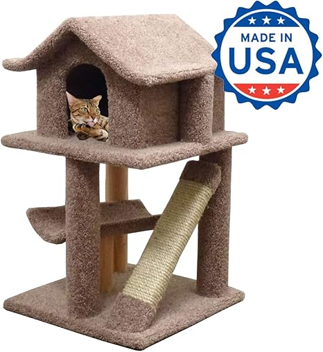 Amazon Com Wood Cat Furniture Scratching Cat House Brown Carpet