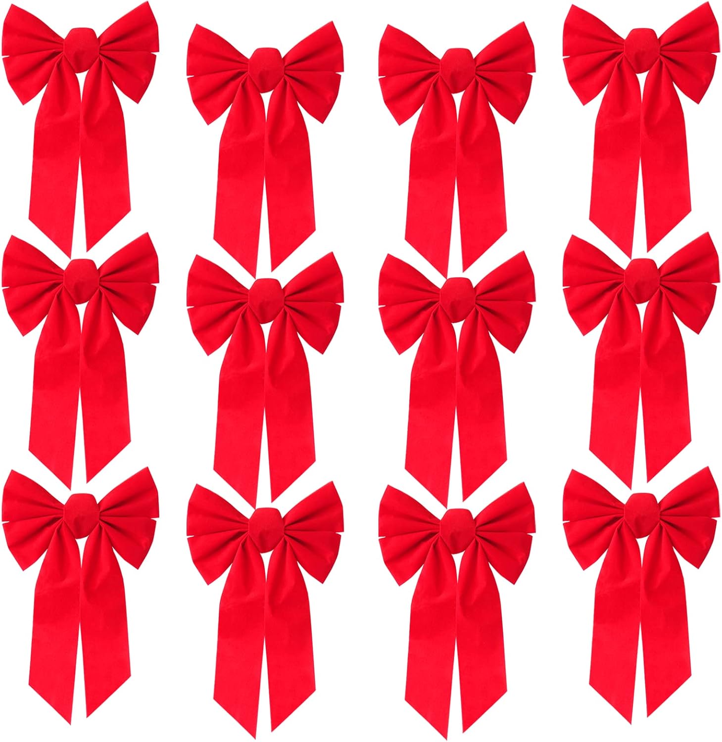 Bows & Ribbons - Lucleag 12 Pack Red Christmas Bows, 9x12 inch Christmas Xmas Bows Ribbon Decor, Red Velvet Christmas Bows for Christmas Tree Decoration, Christmas Garlands Wreaths, Gift Decoration