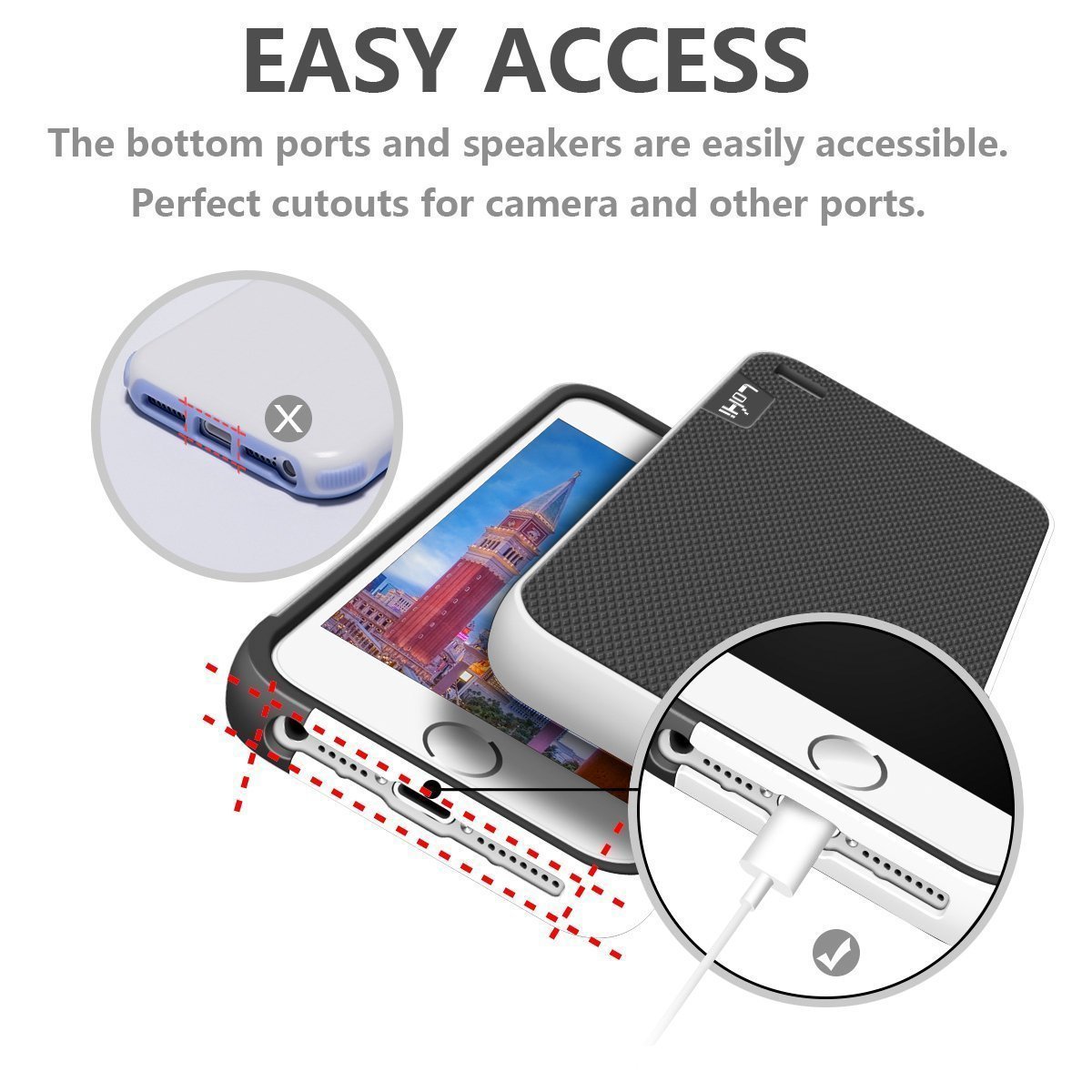 iPhone 5S Case, LoHi Apple iPhone SE Case [Dual Protection] Anti-Scratch Shockproof Bumper Case for iPhone SE 5S 5 - Black