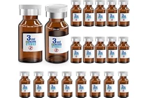 KSIITEKSLAB Ks-Tek 20pcs Sterile Empty Vial,Sample Vials with Self Healing Injection Port and Flip Off Cover,Borosilicate Injection Glass Bottle Individually Packing (Amber, 3 ml)