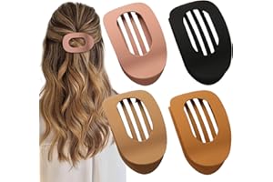 4 PCS Flat Hair Clips, Round Lay Down Claw Clips for Women Girls, French Strong Hold Hair Barrettes for Thick Thin Hair, Comf
