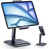 CreaDream Tablet Stand, Heavy Aluminum iPad Stand for Desk | 360&deg; Swivel Adjustable Holder, Compatible with iPad Pro/Air/Mini, Galaxy Tab, Surface Pro, Kindle Fire 4.7''-13", Black