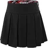 Bienzoe Girls School Uniform Skirt: Kids Adjustable Waist Stretchy Pleated Skort