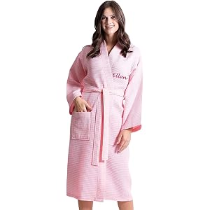 Personalized Waffle Robes for Women - Custom Bathrobes with Name on Front and Back - Ultra Soft and Luxurious Spa Robes