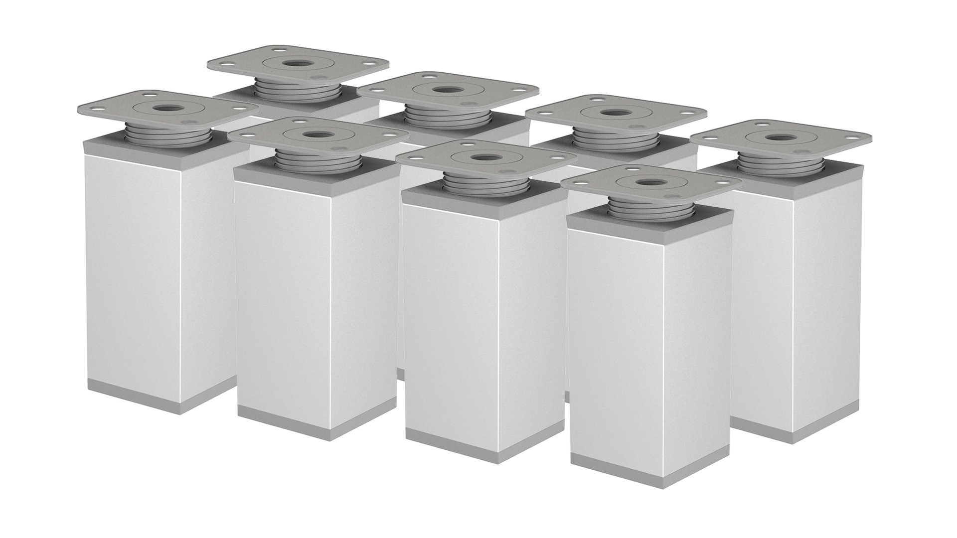 Furniture Feet Metal Table Legs Height-Adjustable Furniture Foot Sofa Feet Aluminium Profile Metal Table Legs 8 Pieces 40 x 40 mm (100 mm, Silver)