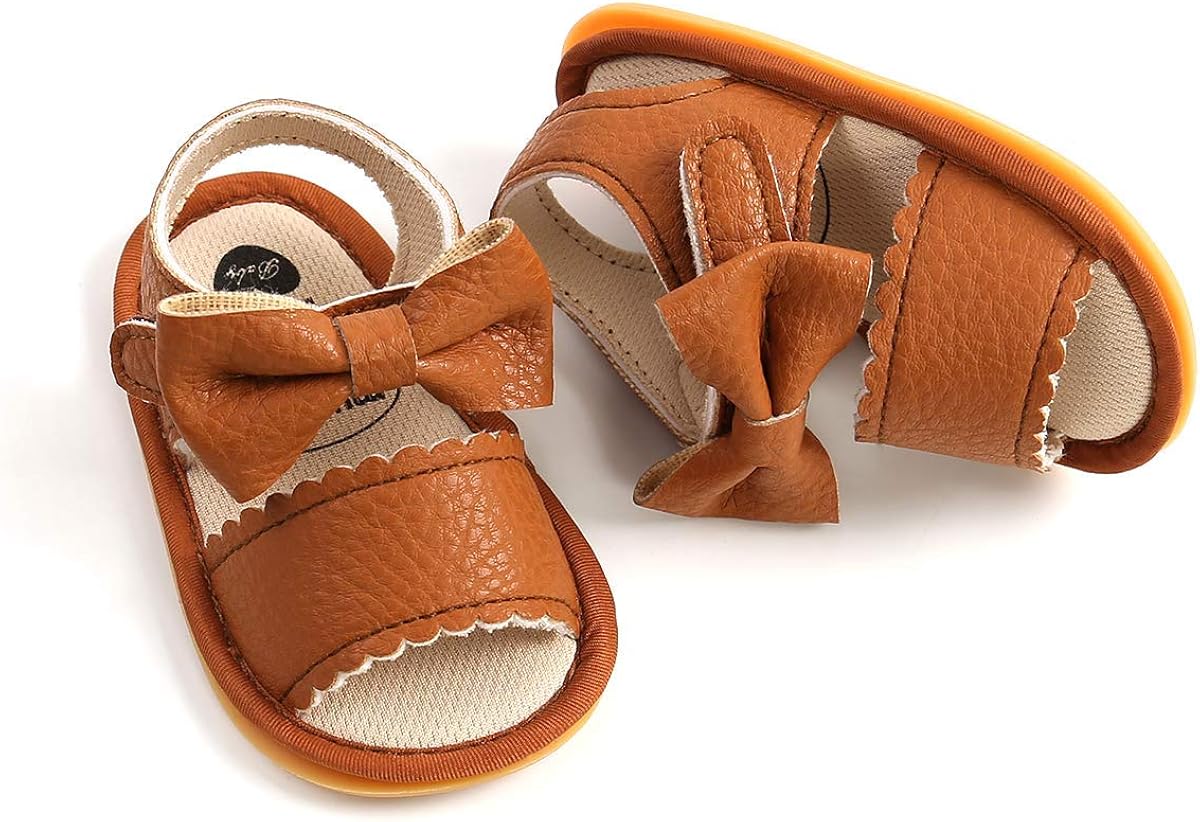 | Babelvit Infant Baby Girl Boy Sandals Comfort Premium Summer Outdoor Beach Shoes with Flower Bowknot Anti Slip Rubber Sole Newbron Toddler Prewalker First Walking Shoes | Sandals