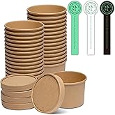 [25 Sets - 12 oz] Kraft Paper Food Soup Containers With Vented Lids, Microwavable Disposable Food Soup Bowls, To Go Hot Soup 