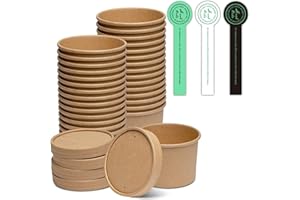[25 Sets - 12 oz] Kraft Paper Food Soup Containers With Vented Lids, Microwavable Disposable Food Soup Bowls, To Go Hot Soup 