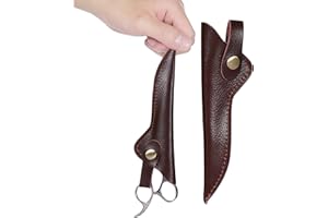 PERFEHAIR Scissors Pouch Holder 2 Pack, Hair Stylist, Barber Leather Shear Holster Case, Coffee