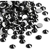 Beadsland 2880pcs Flat Back Crystal Rhinestones Round Gems for Nail Art and Craft Glue Fix,Black,SS20,4.6-4.8mm