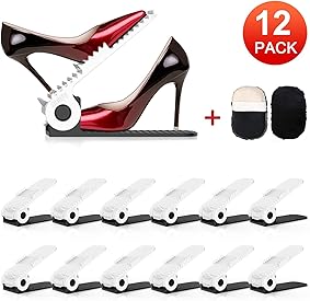 TSoporte de Calzado, Organizadores de Zapatos, Soporte Ajustable de Zapatos, de PP Durable, para Ahorro de Espacio, Ayudante de Almacenamiento de Zapatos, de 4 Niveles Ajustable de Altura (12 Pcs)