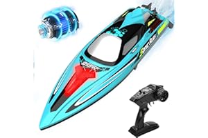 DEERC Brushless RC Boat for Adults, 34MPH Extra-Long 19" High Speed Remote Control Boats with 3S (11.1V) Battery, LED Lights, Self-Righting, 2.4GHz Racing Boat for Pool Lake, Gift Toy for Boys & Girls