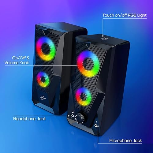 PC Gaming Speakers for Desktop, Stereo RGB Computer Speakers