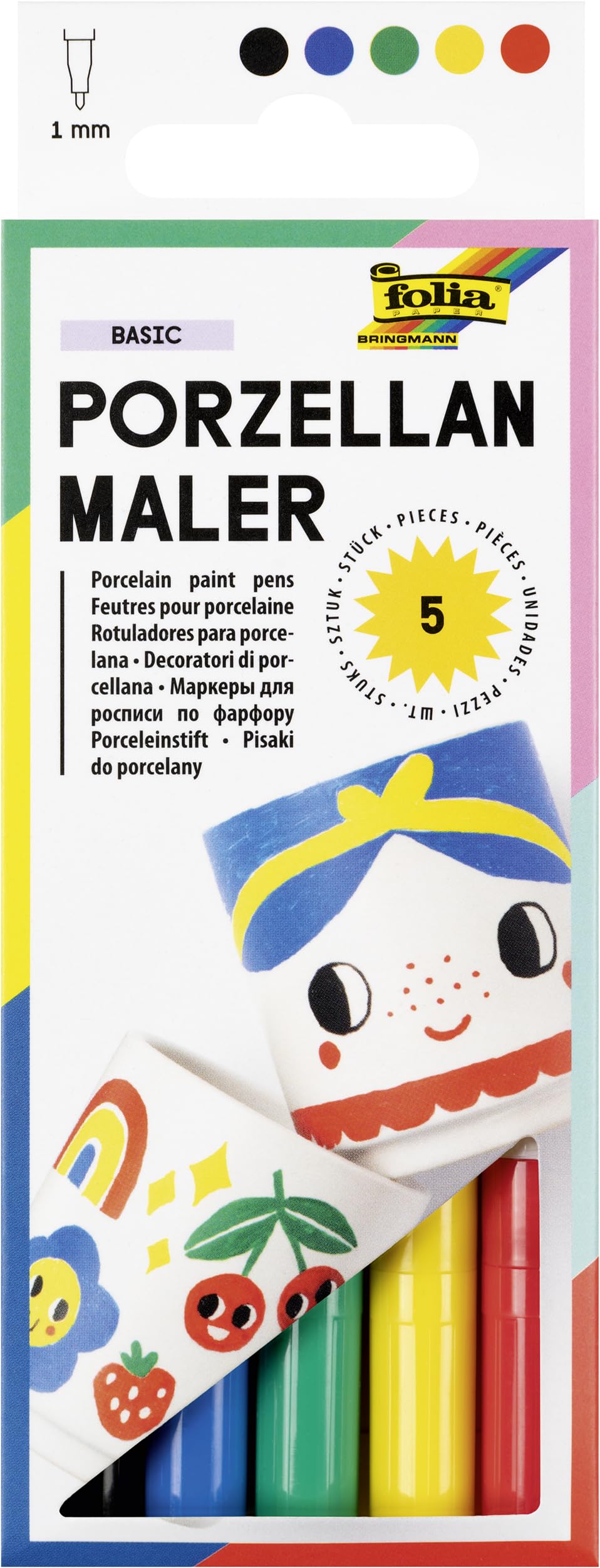 Folia 933933 Porcelain Markers Set of 5