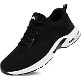 Tinefiy Steel Toe Shoes for Women Lightweight Safety Shoes Air Cushion Comfortable Slip Resistant Indestructible Womens Puncture Proof Work Shoe