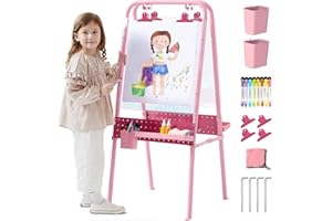 FUNLIO 2-in-1 Outdoor Easel for Kids Ages 3+, Foldable Waterproof & Sunproof Toddler Easel, Double-Sided Kids Art Easel with 