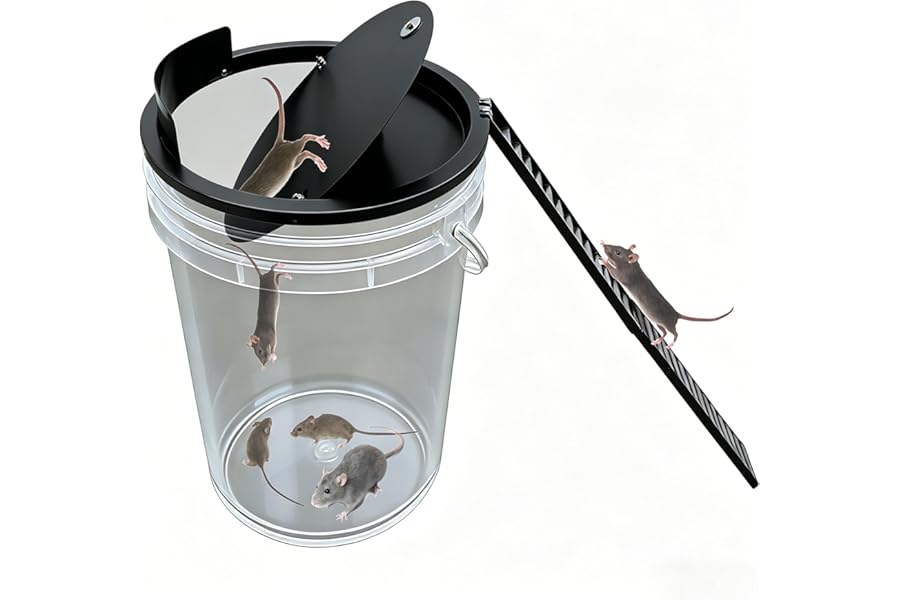 Bucket Lid Mouse Trap Metal 5 Gallon Bucket lid,Strong Metal Material That Cannot be Bitten, auto Reset, (Black)