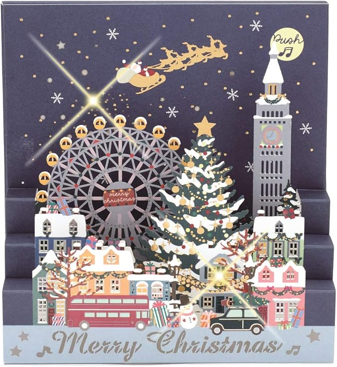 学研ステイフル クリスマスカード ミュージック レーザー 街 X グリーティングカード 文房具 オフィス用品 Amazon