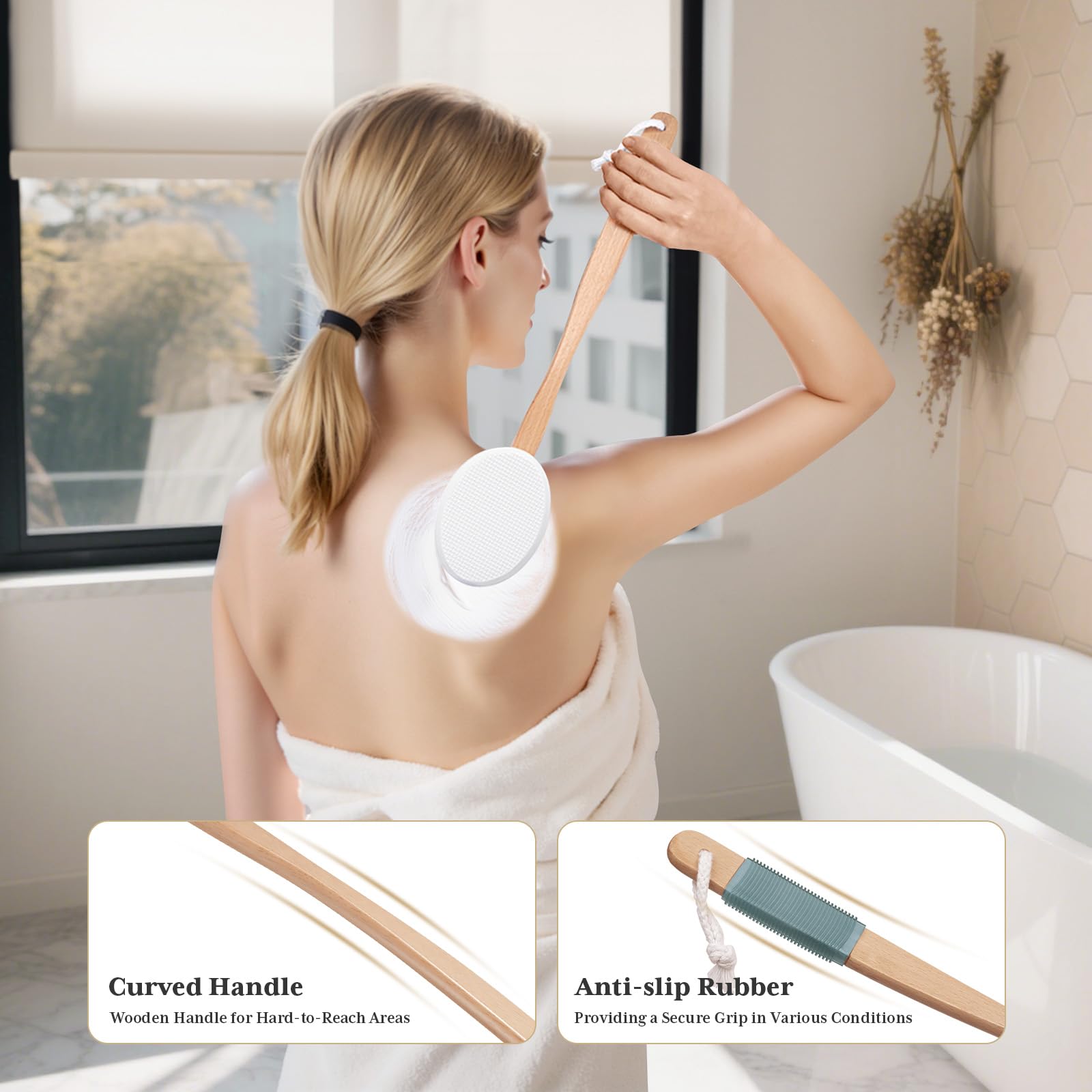 AmazerBath Lotion Applicator for Back, Feet, 4 Replacement Pads with 17