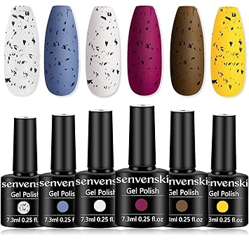 Amazon Com Senvenski Eggshell Gel Nail Polish Transparent White Blue Red Rose Brown Yellow Girlfriend Gift Soak Off Uv Led Manicure Art Varnish Set Home Salon Use 6 Colors Cs6 033 Beauty