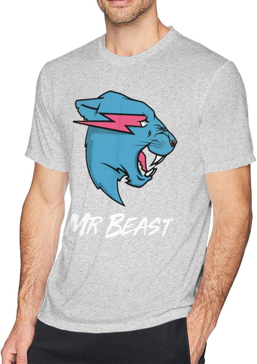 DISINIBITA Mr Beast Shirts for Men Classic Crewneck Short Sleeves Tee Shirt