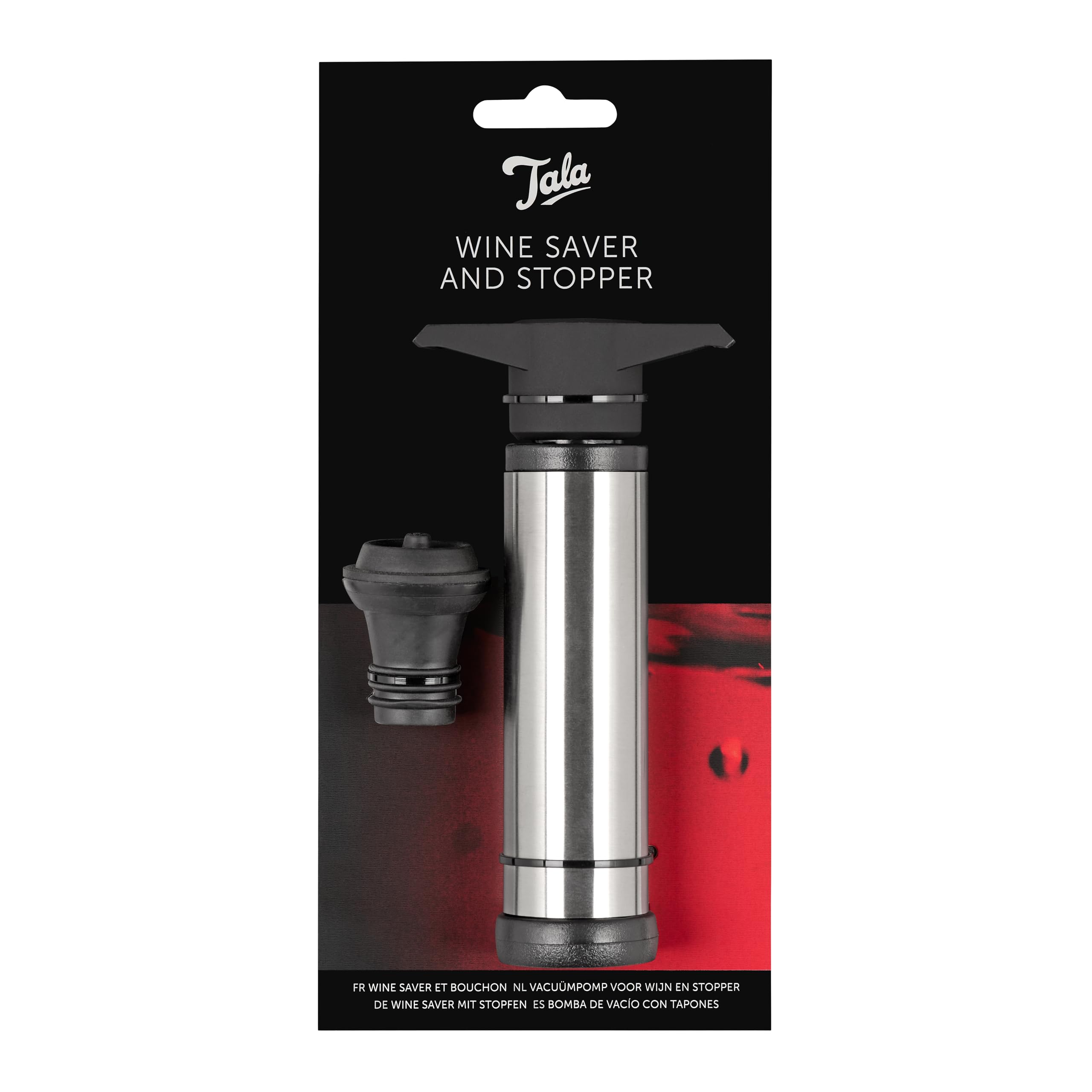 Tala Barware Wine Saver with Vacuum Stoppers, Reuable Bottle Stopper which Seals Bottle to Keep Wine Fresher for Longer — image 1