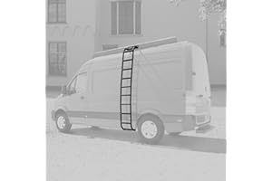 VANNCAMP Aluminum Heavy-Duty Ladder for 2007-Current Mercedes-Benz Sprinter High Roof Van, Side Ladder Round Leg, Durable & Non-Slip Steps, Black
