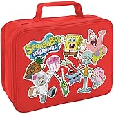 LOGOVISION SpongeBob Stickers Under the Sea Insulated Soft Sided Lunch Box - Reusable Lunch Bag For School Office Work, BPA Free, Red
