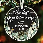 FUCDTEFC Wedding Gifts, Bridal Shower Gifts, Wedding Gift for Couples 2025,The Best is Yet to Come - Engaged 2025,Just Married for Newlywed Couple,Bride,Crystal Glass First Christmas Married Ornament