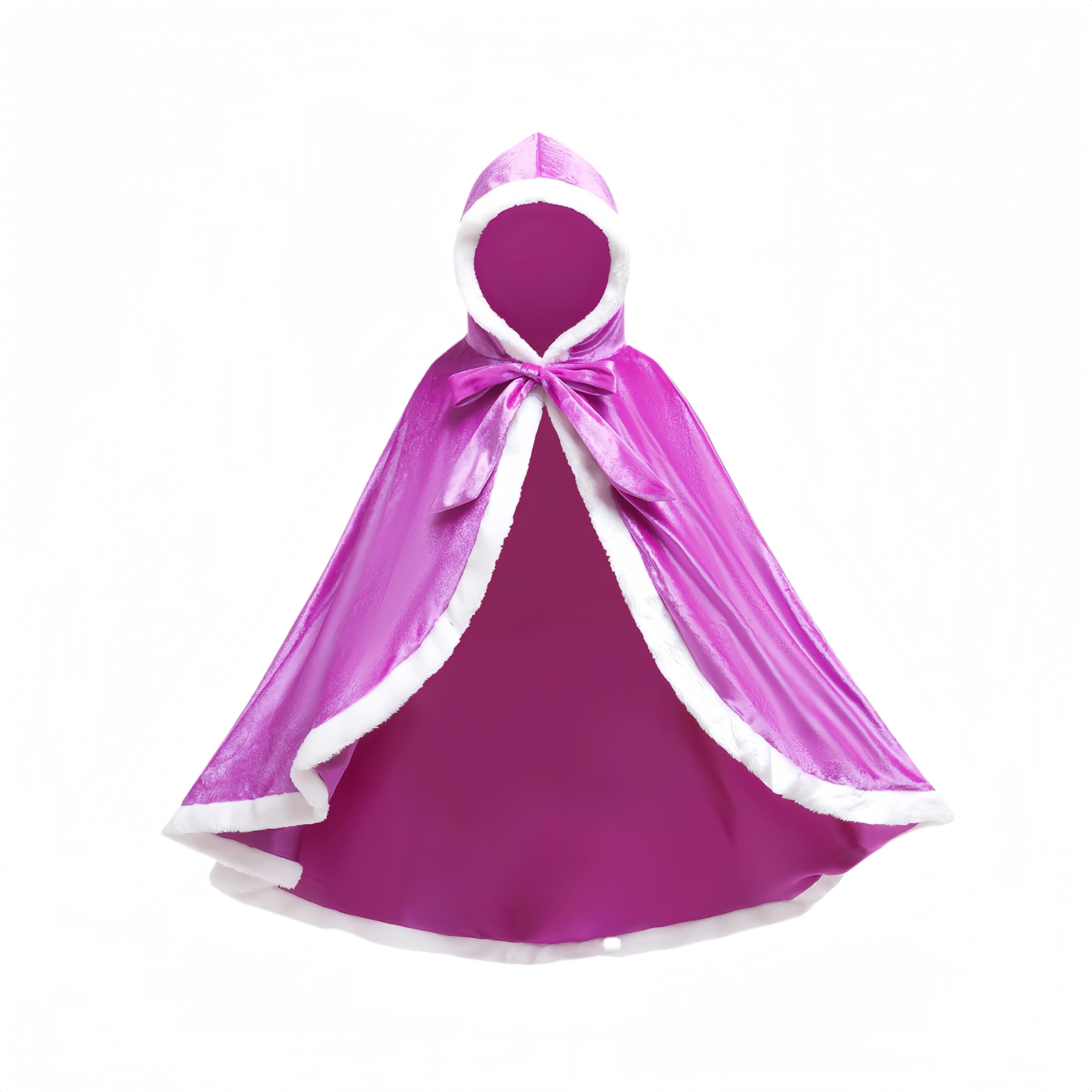 Proumhang Hooded Cloak Cape Mid Length Princess Cloak Velvet Girls Halloween Carnival Christmas Masquerade Costume Purple 6-7 years old